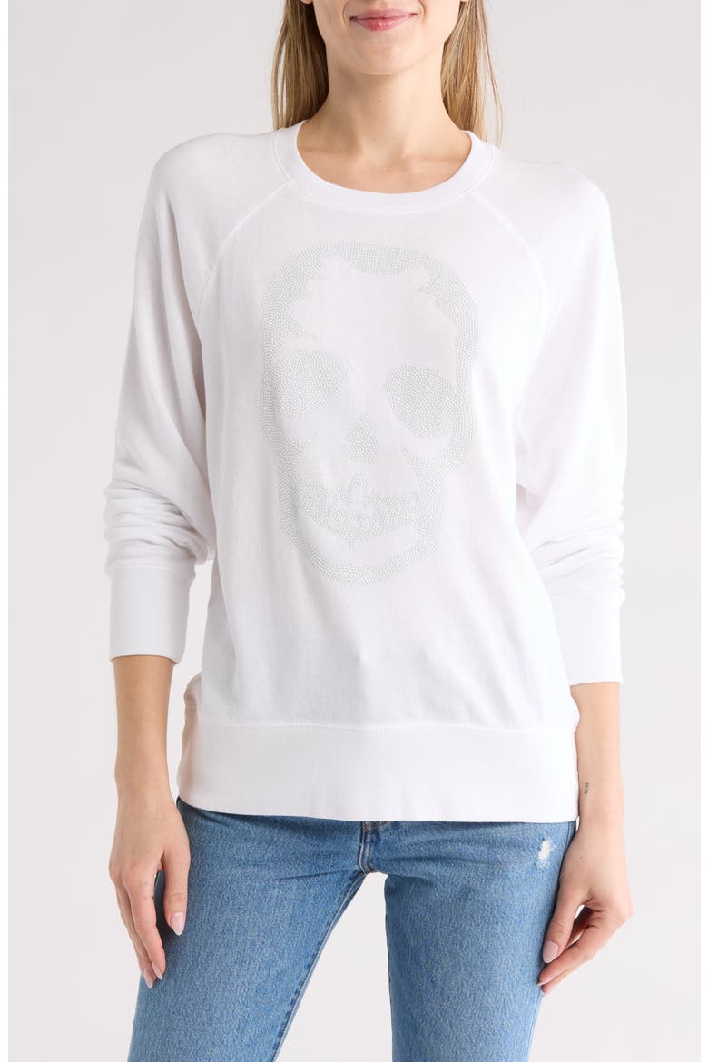 Skull Cotton & Modal Sweatshirt, Main, color, BLANC