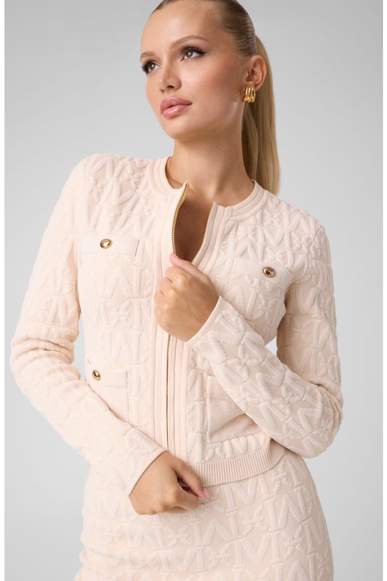 Naliya Logo Zip Cardigan, Alternate, color, OPEN WHITE
