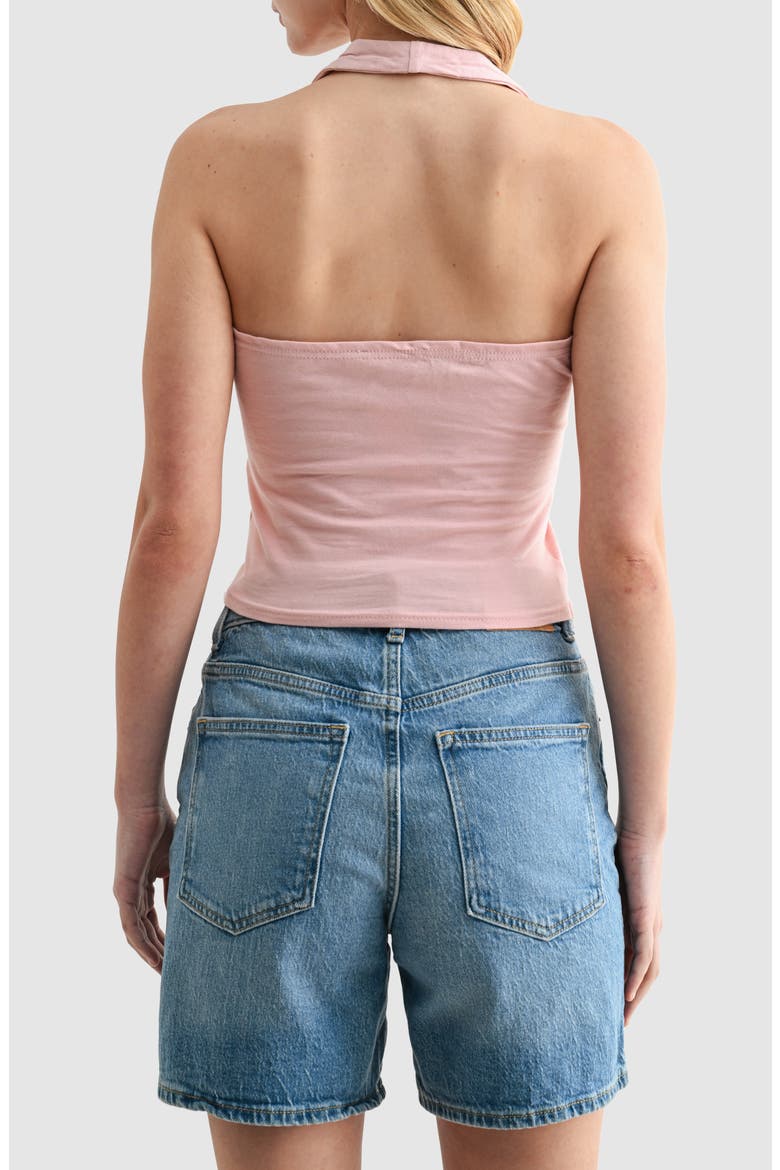 Stretch Cotton Halter Top, Alternate, color, WARM PINK