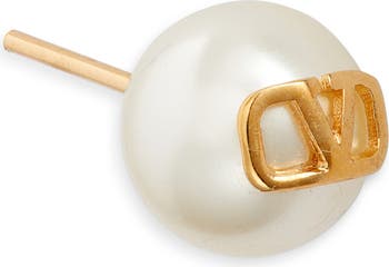 【関税＆送料込み】Valentino Garavani Golden Pearl Earrings Valentino Garavani VLogo Signature Drop Earrings | Gold