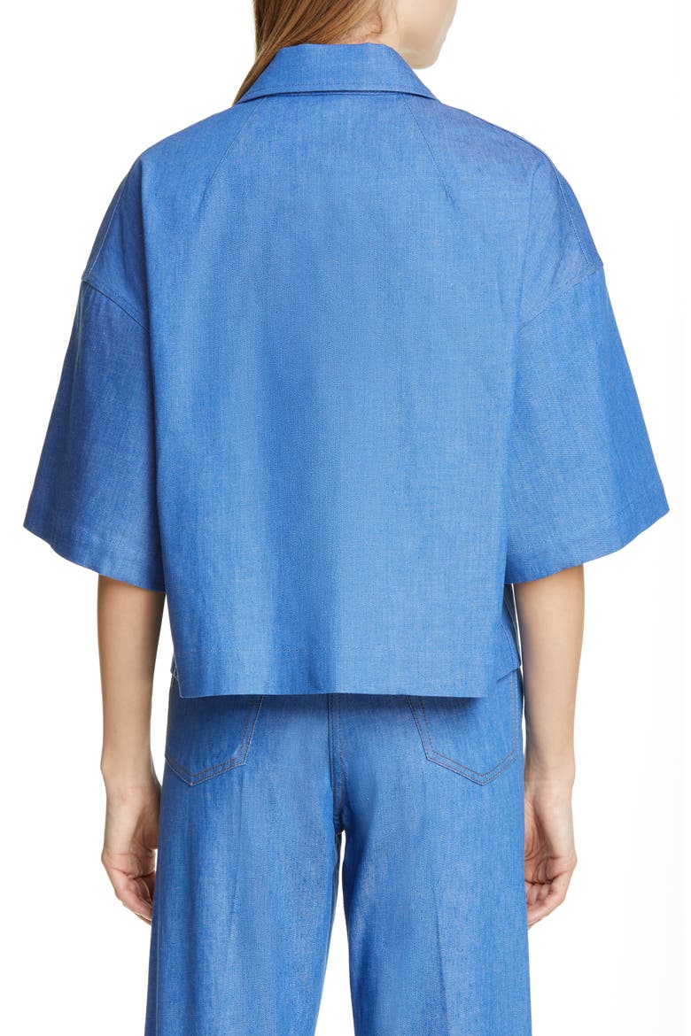 Valimera Crop Sleeve Denim Jacket, Alternate, color, 504-BLUE