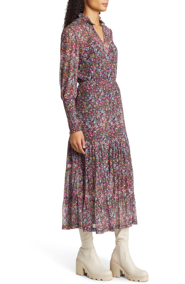 Steve Madden Floral Tiered Long Sleeve Midi Dress, Alternate, color, 