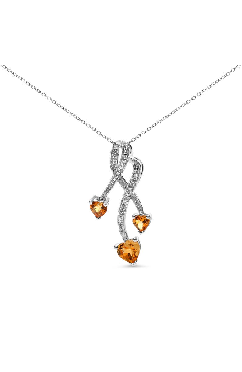 Haus of Brilliance Silver Citrine and Diamond Accent Spiral Drop Pendant Necklace, Main, color, White