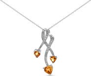 Haus of Brilliance Silver Citrine and Diamond Accent Spiral Drop Pendant Necklace