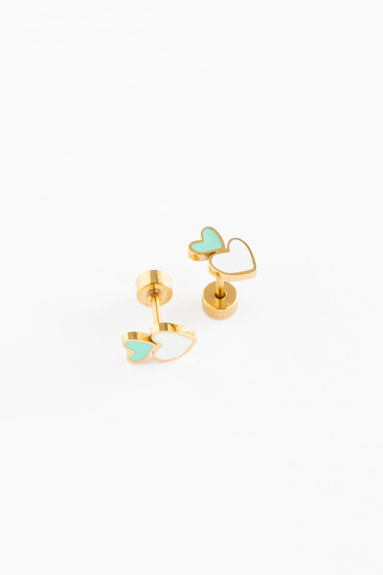 Heart Stack Stud Earrings, Alternate, color, Green