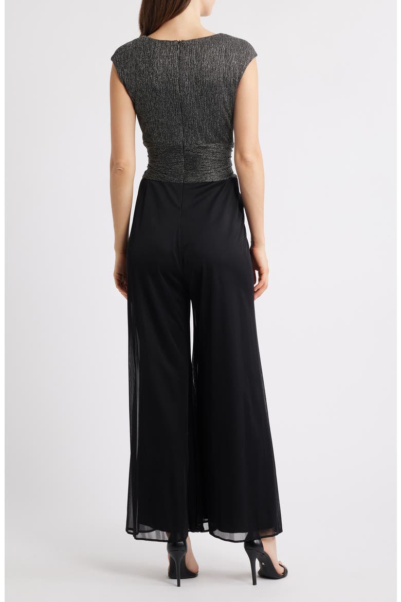 Metallic Bodice Wide Leg Jumpsuit, Alternate, color, SILVER