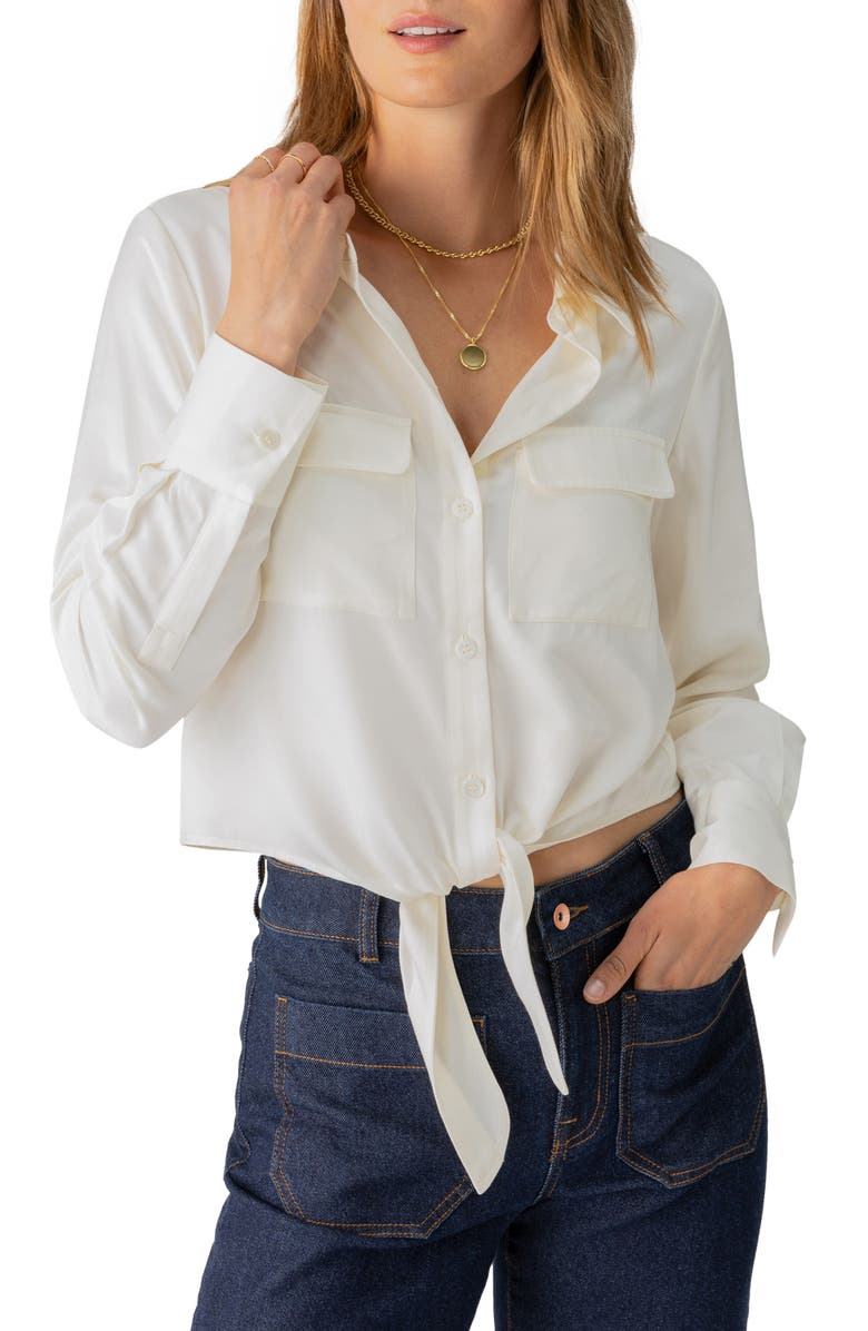 Sanctuary Lifetime Tie Front Button-Up Shirt, Main, color,