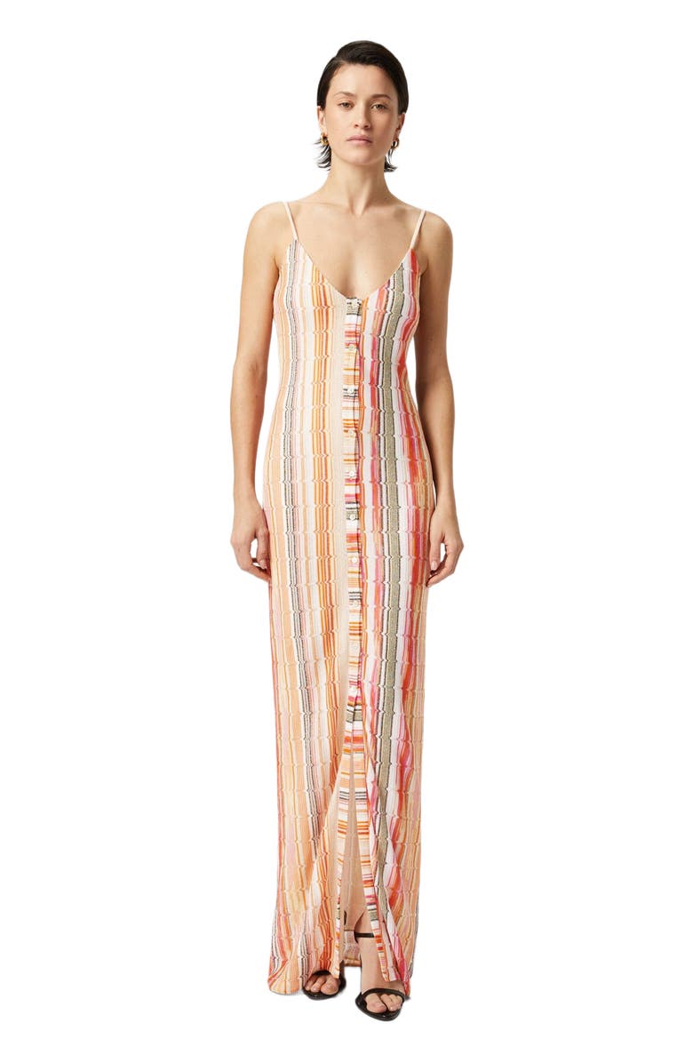 Missoni Sleeveless Dress With Zig Zag Lamé Fret And Central Button Placket, Alternate, color, 