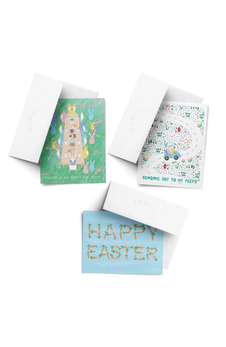 Ramus & Co Easter/Spring Assorted Greeting Card Pack (3ct) "All About The Peeps, Peeps, Easter Carrots", Main, color, Multi-Pack