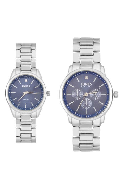 Two-Piece Diamond Accent Bracelet Watch His & Hers Set