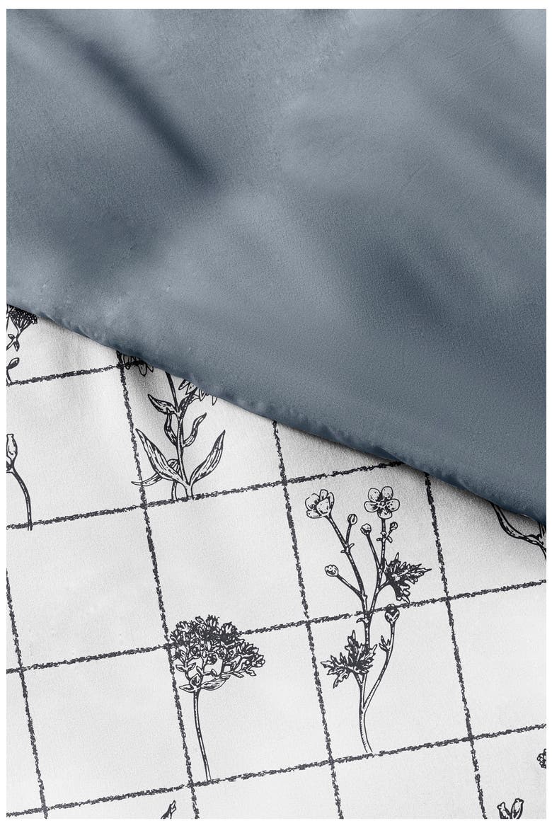 HOME SPUN Premium Ultra Soft Flower Field Pattern 3-Piece Reversible Duvet, Alternate, color, GRAY