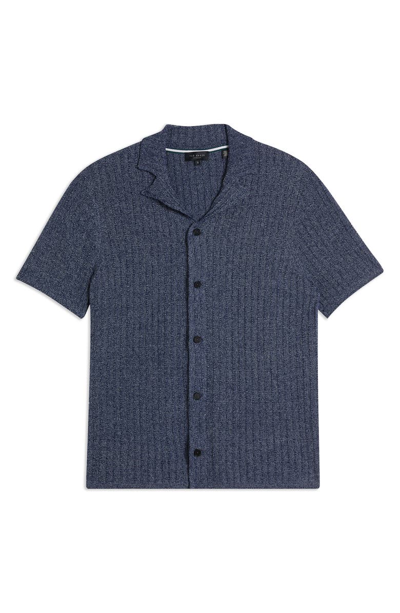 Ted Baker London Proof Rib Short Sleeve Button-Up Knit Shirt, Alternate, color,
