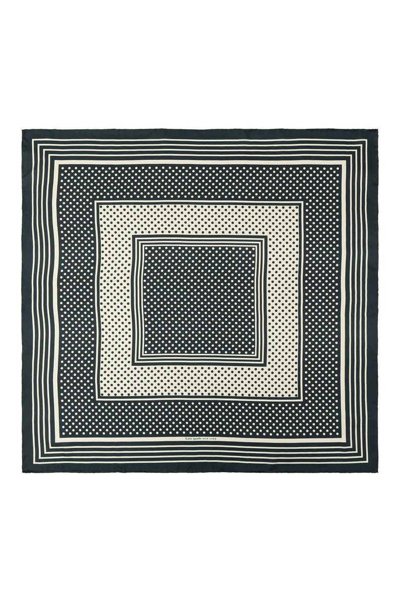dot silk square scarf, Main, color, NAVY/ CREAM