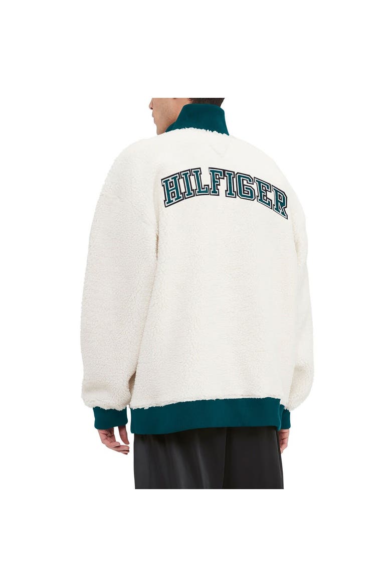 Men's Tommy Hilfiger  Cream Philadelphia Eagles Jordan Sherpa Quarter-Zip Sweatshirt, Alternate, color, Cream