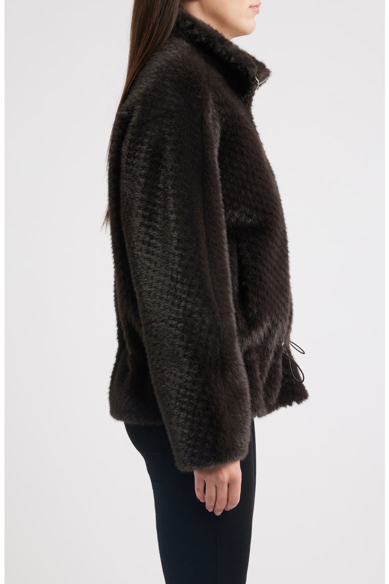 Reversible Peplum Faux Fur Jacket, Alternate, color, DARK BROWN