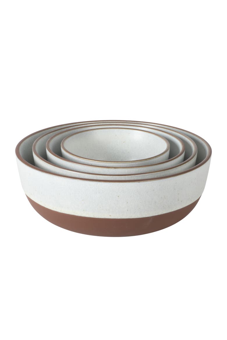 William Crest 4-Piece Reactive Glaze Stoneware Nesting Mixing Bowl Set, Alternate, color, White