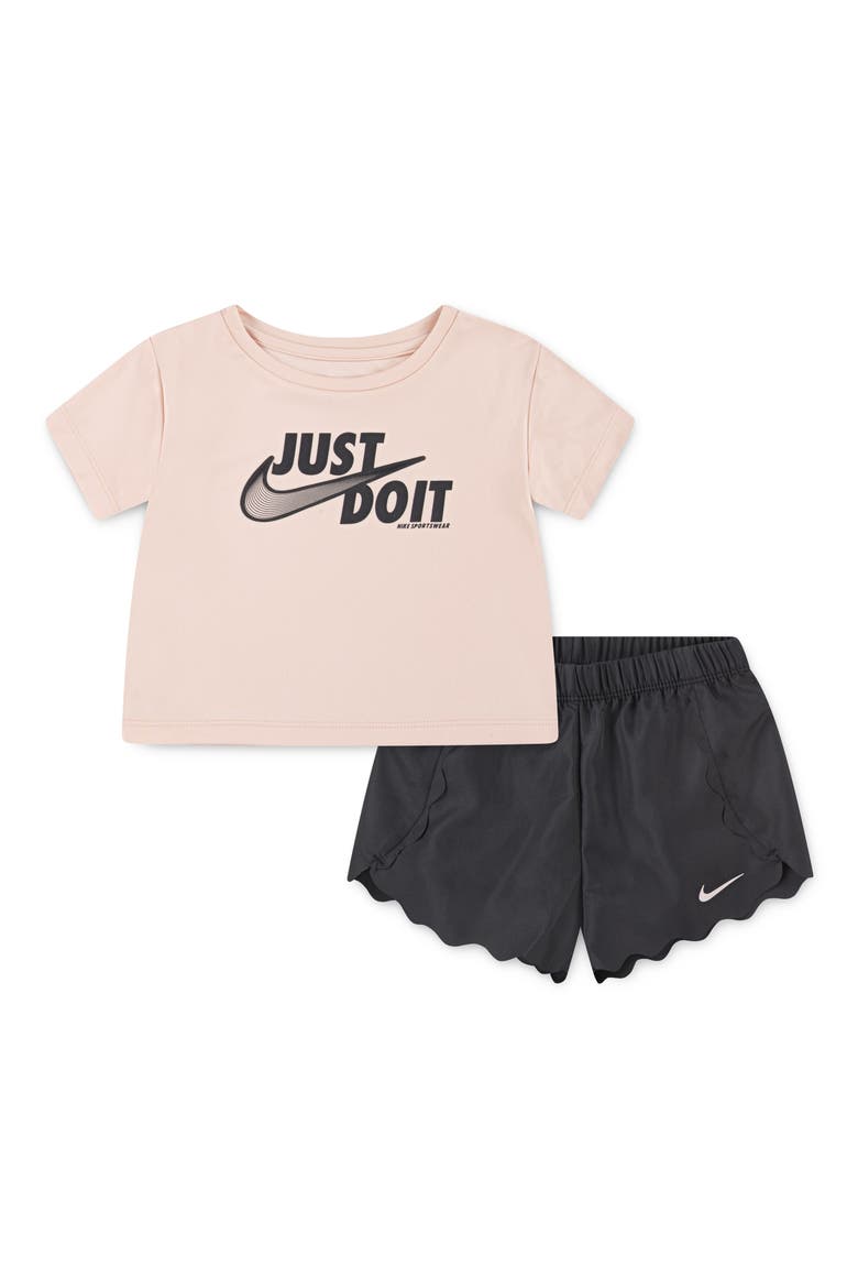 Kids' Just Do It T-Shirt & Shorts Set, Main, color, DARK SMOKE GREY