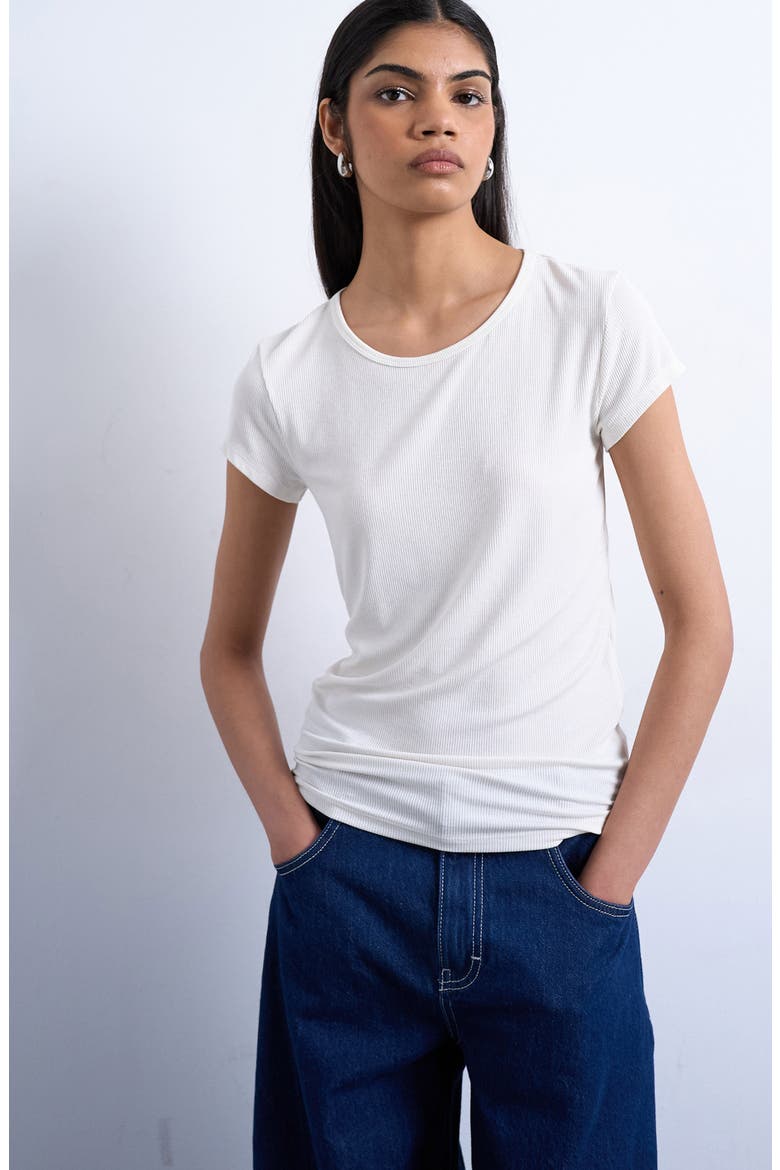 Fitted Rib T-Shirt, Alternate, color, ECRU
