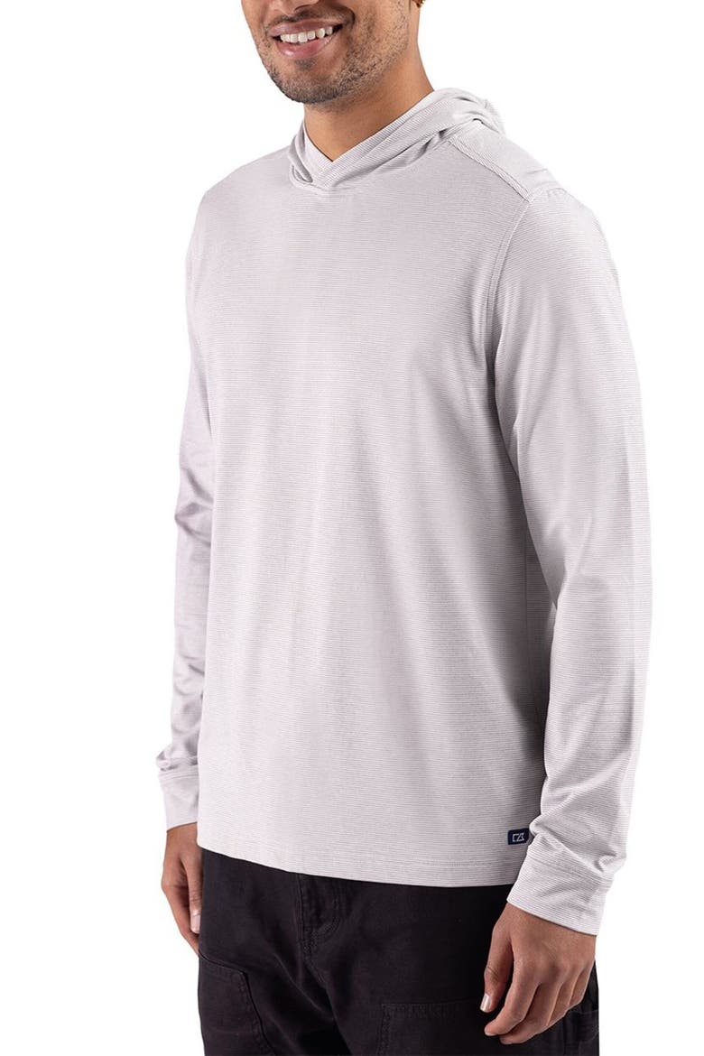 Feeder Stripe Performance Pullover Hoodie, Alternate, color, POLISHED HEATHER/ WHITE