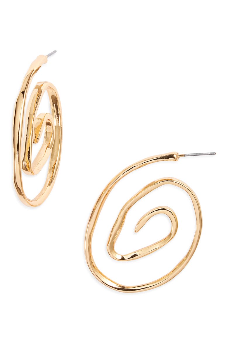 Bermuda Hoop Earrings, Main, color, GOLD