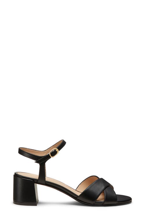 Stuart Weitzman Dayna Leather Crisscross Sandals In Black