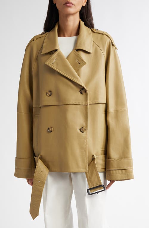 Totême Toteme Leather Crop Trench Coat In Desert