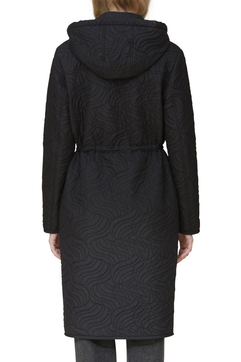 Quilted Hooded Longline Coat, Alternate, color, BLACK
