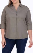 Foxcroft 'Taylor' Three-Quarter Sleeve Non-Iron Cotton Shirt