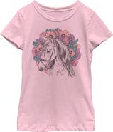Lost Gods Girl's Lost Gods Floral Horse Love At First Ride Graphic Tee