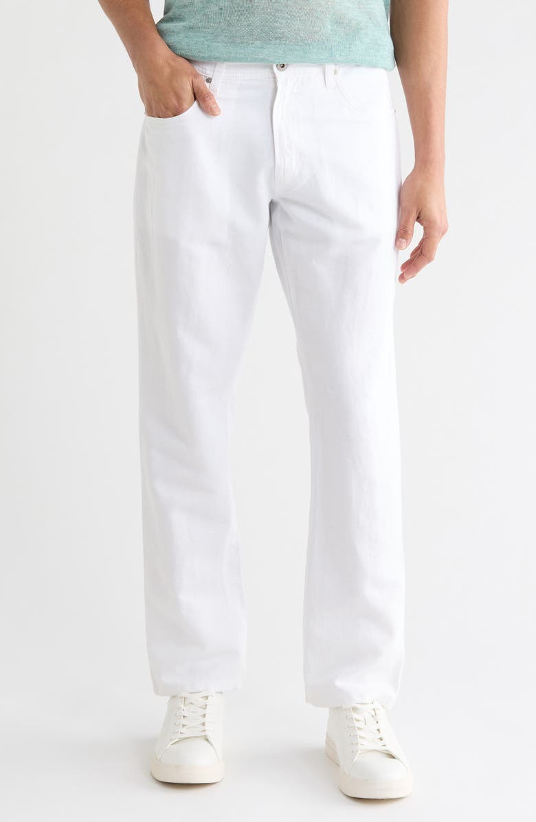 AG Graduate Tailored Linen Blend Pants, Main, color, White