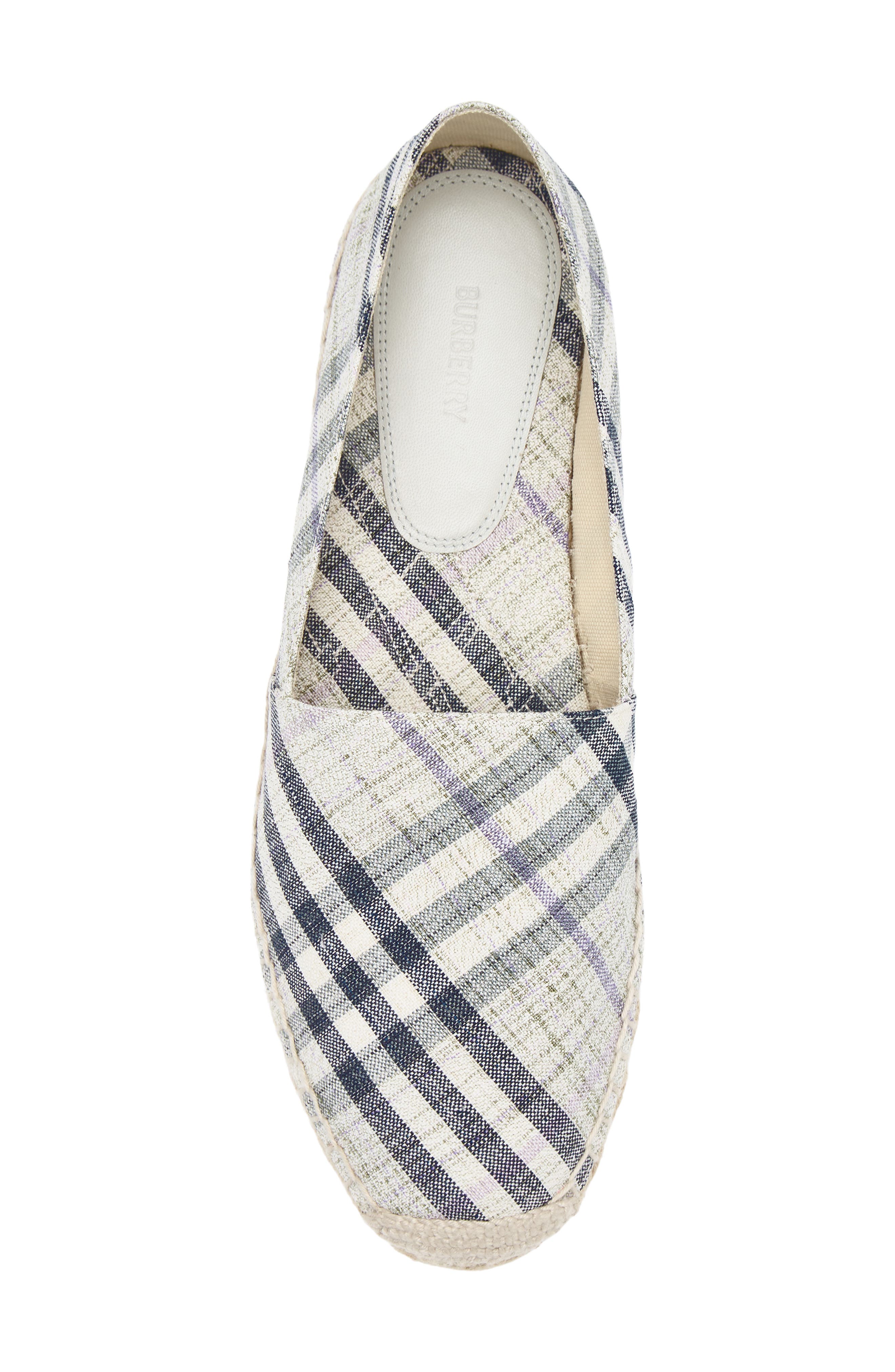 Burberry Mews Check Espadrille Flat, Alternate, color, Green
