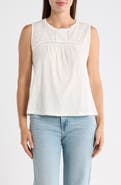 Lucky Brand Embroidered Yoke Cotton Tank