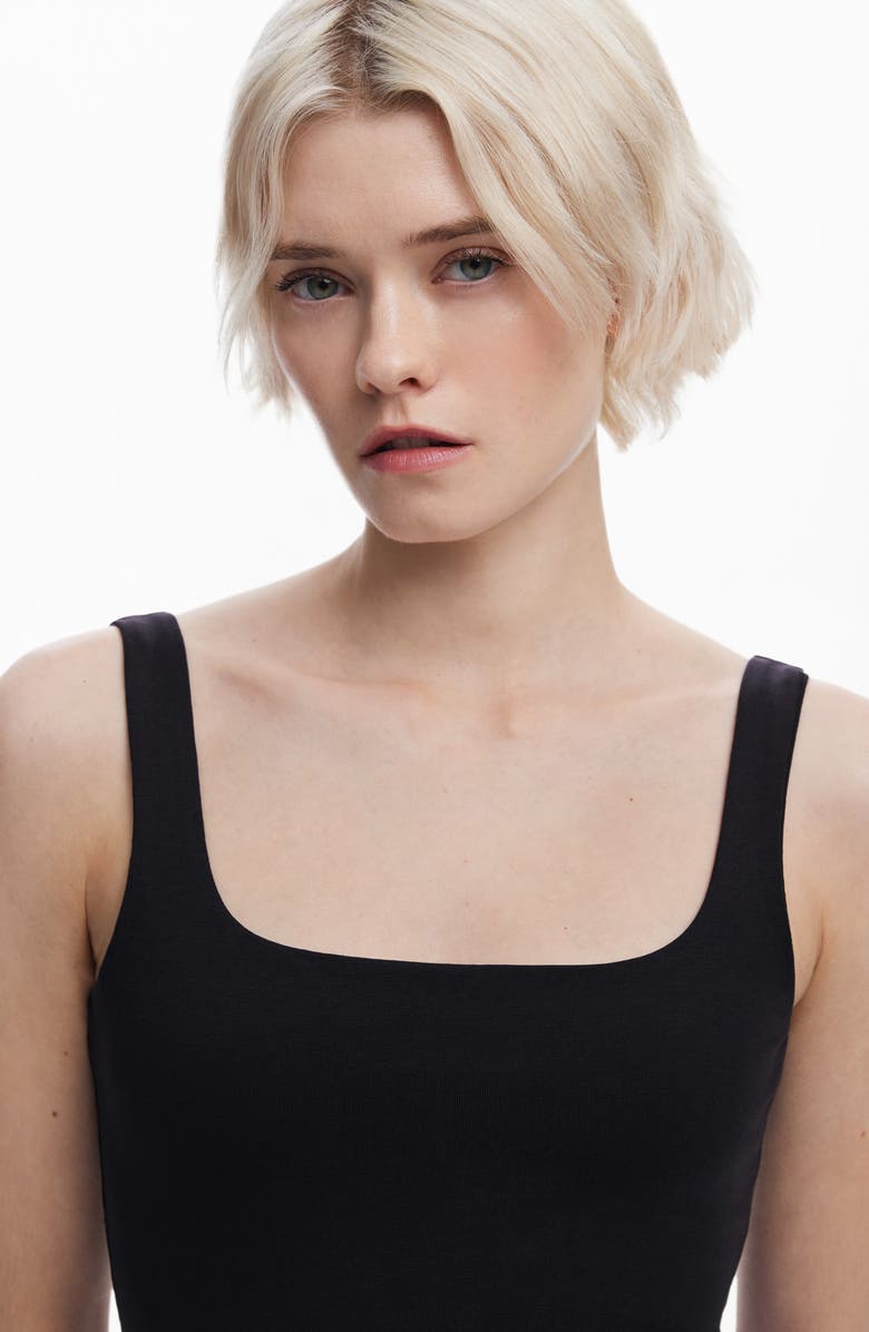 Desigual Colorblock Print Fit & Flare Midi Dress, Alternate, color, Black