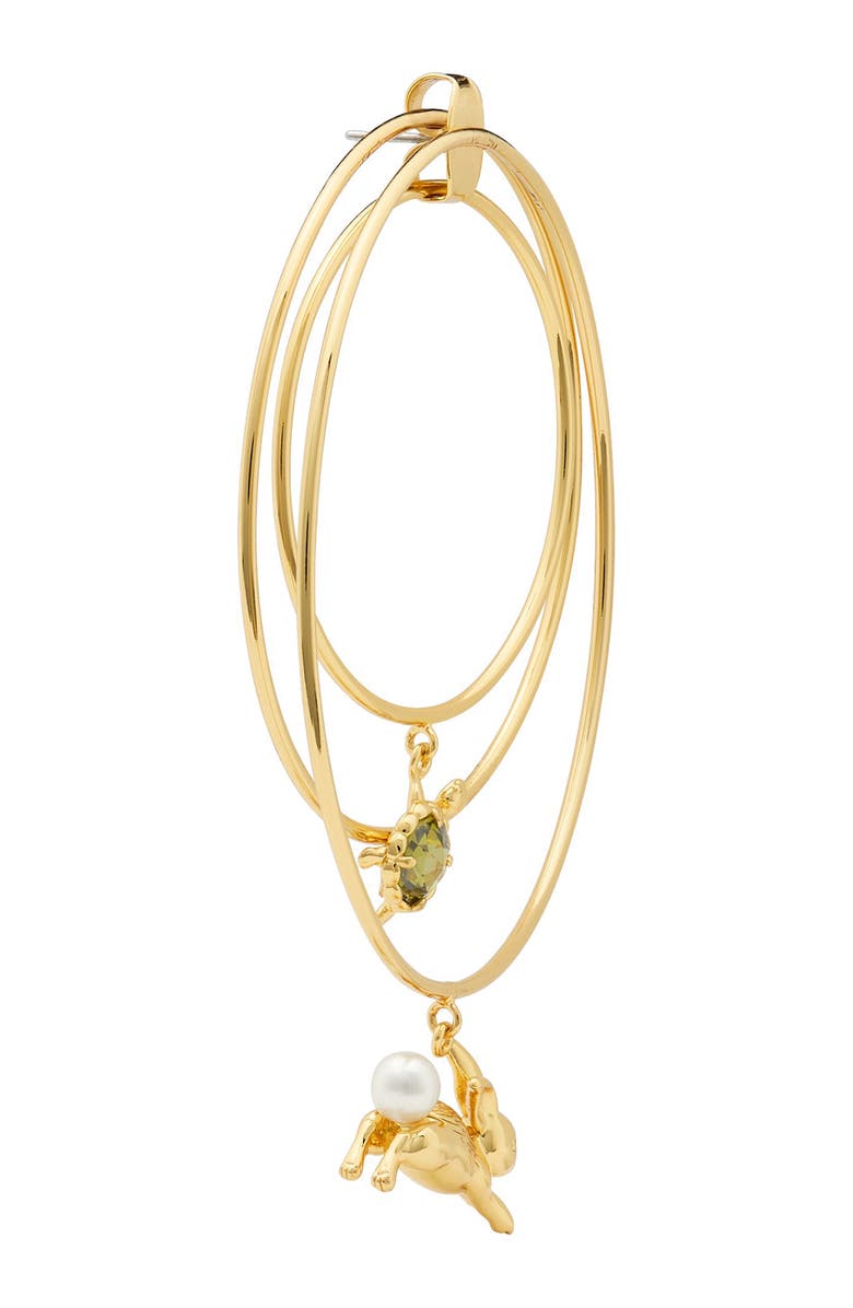 Kate Spade New York bunny & strawberry charm hoop earrings, Alternate, color, 