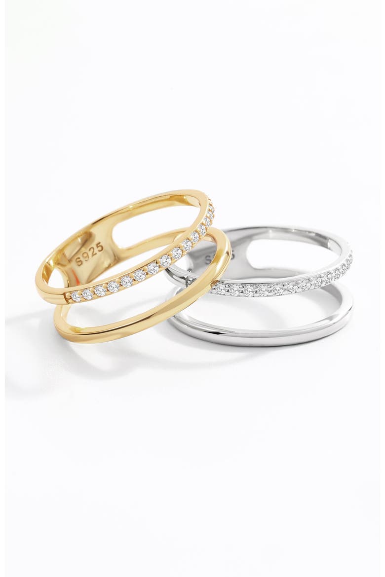 Double Band Pave Ring, Alternate, color, 925 Sterling Silver