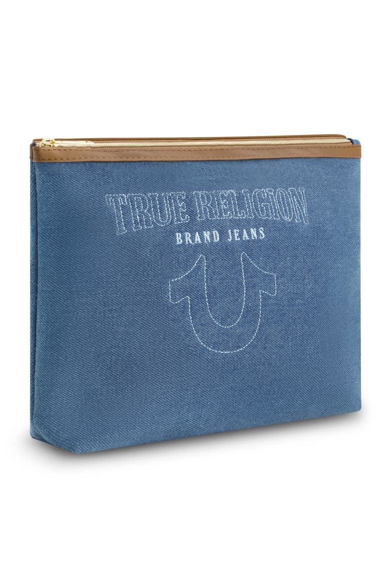 Trapezoid Zip Cosmetic Bag, Alternate, color, DENIM