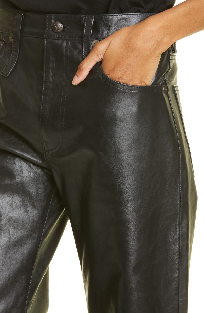 R13 Janet Relaxed Flare Leather Pants, Alternate, color, 