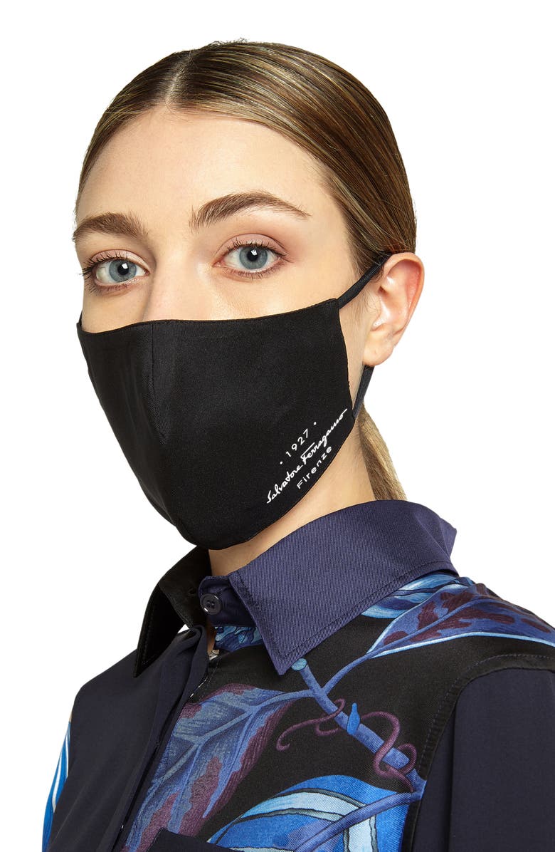 FERRAGAMO Salvatore Ferragamo Logo Print Adult Face Mask, Alternate, color, 
