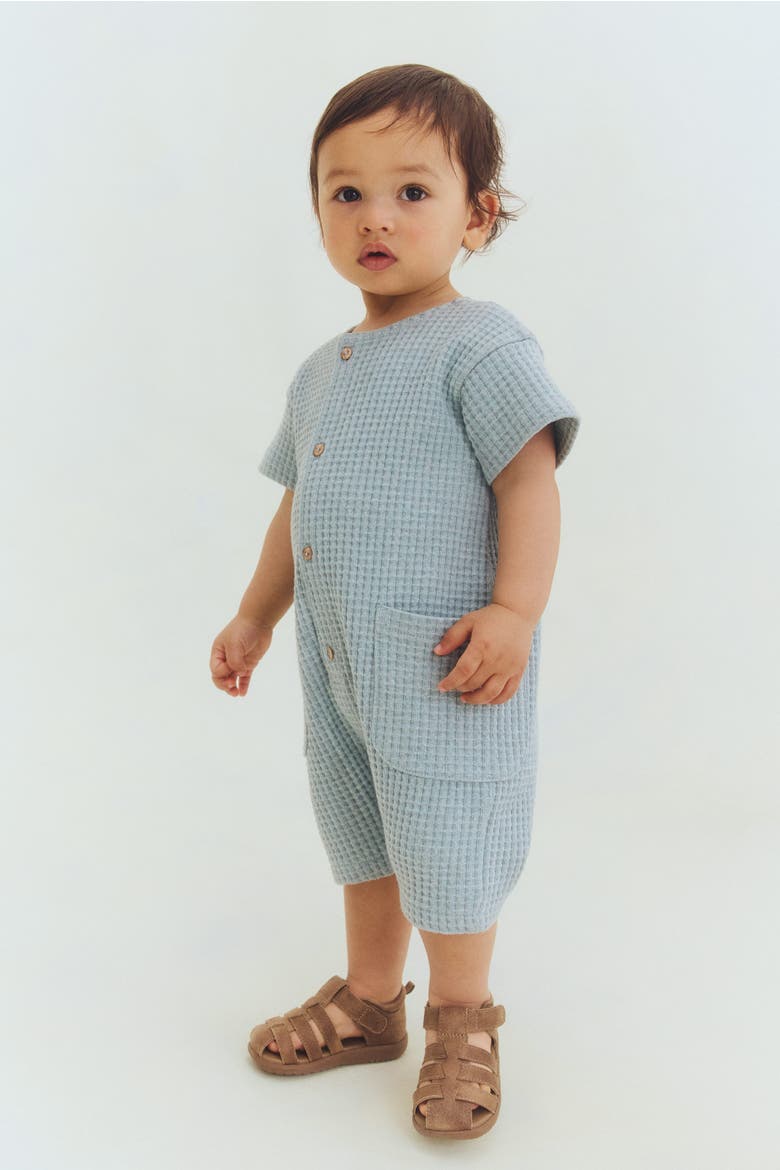 Cotton Romper Suit, Main, color, Turquoise
