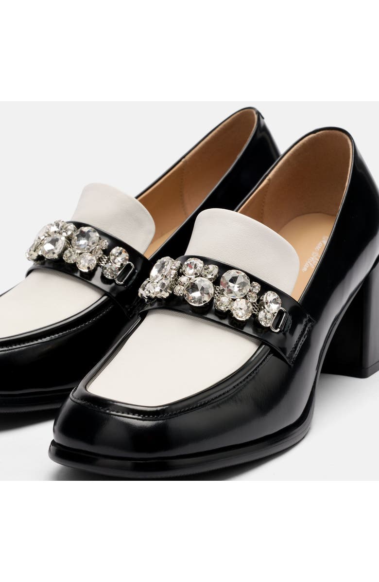 MARC NOLAN Margot Leather Penny Loafer Block Pumps, Alternate, color, Black/White