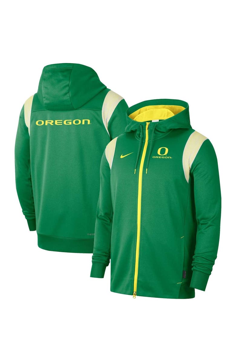 Nike Men's Nike Green Oregon Ducks 2022 Sideline Lockup Performance Full-Zip Hoodie Jacket, Main, color, 