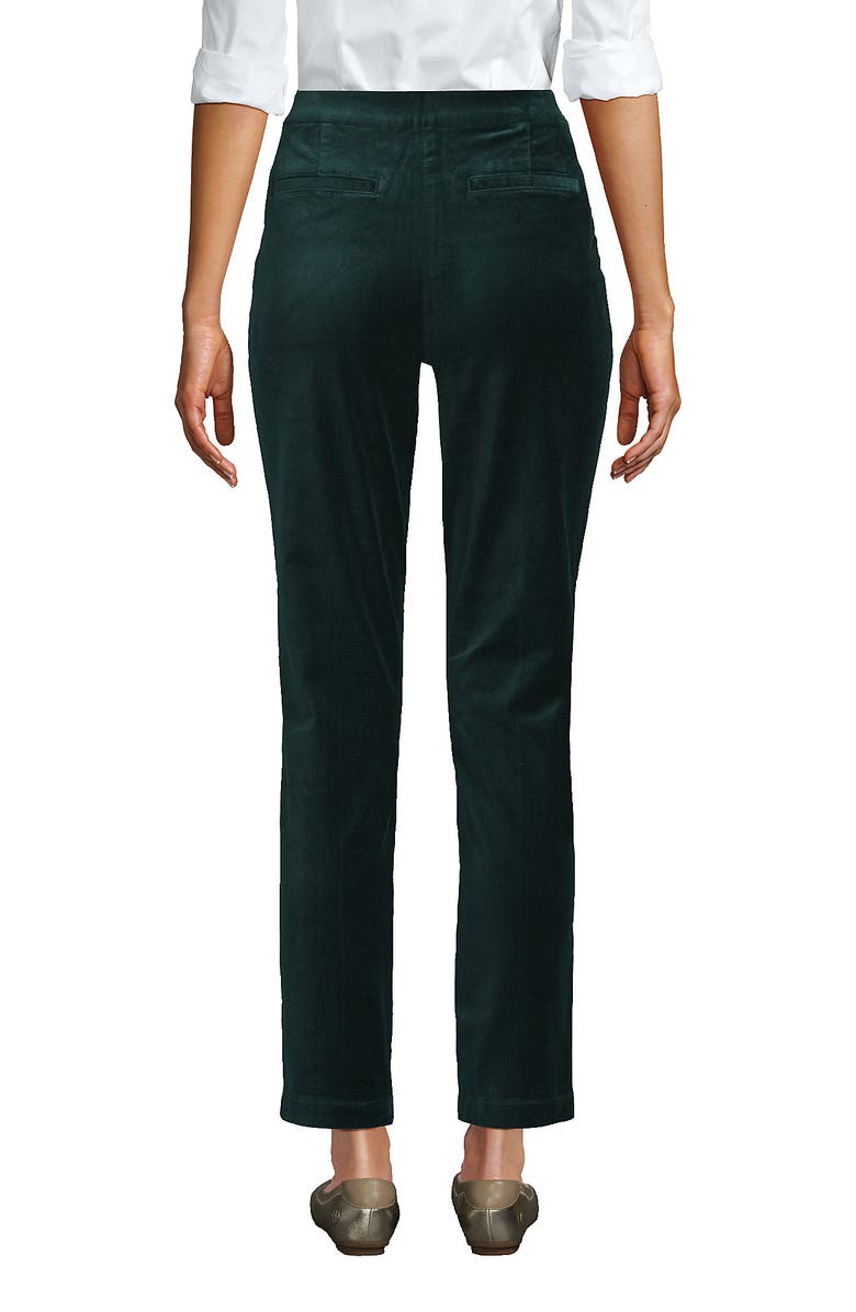 Lands' End Velvet High Rise Pintuck Pencil Ankle Pants, Alternate, color, Deep Balsam