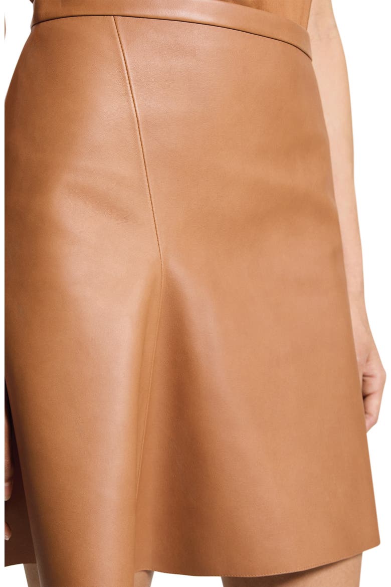 Side Flounce Leather Miniskirt, Alternate, color, BRIGHT COGNAC