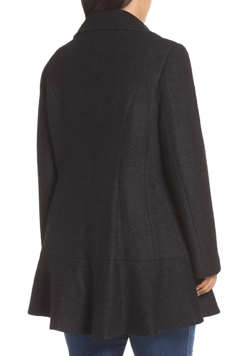 Notch Lapel Peplum Coat, Alternate, color, BLACK
