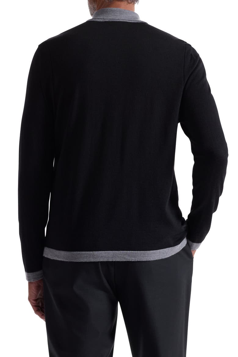 Long Sleeve Merino Wool Quarter Zip Polo Sweater, Alternate, color, BLACK
