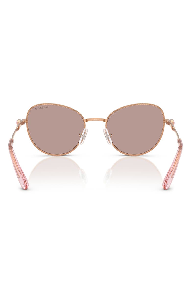 Swarovski 54mm Round Sunglasses, Alternate, color, Rose Gold / Light Purple Brown