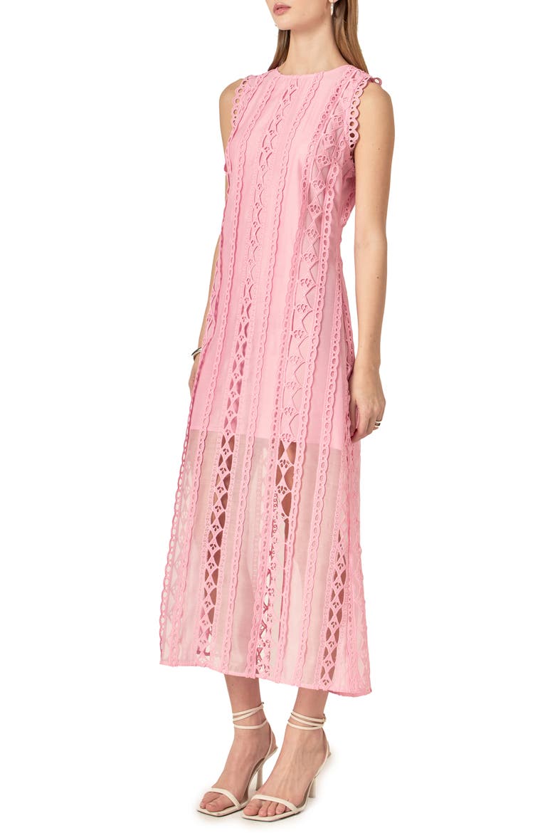 Lace Overlay Midi Dress, Alternate, color, PINK