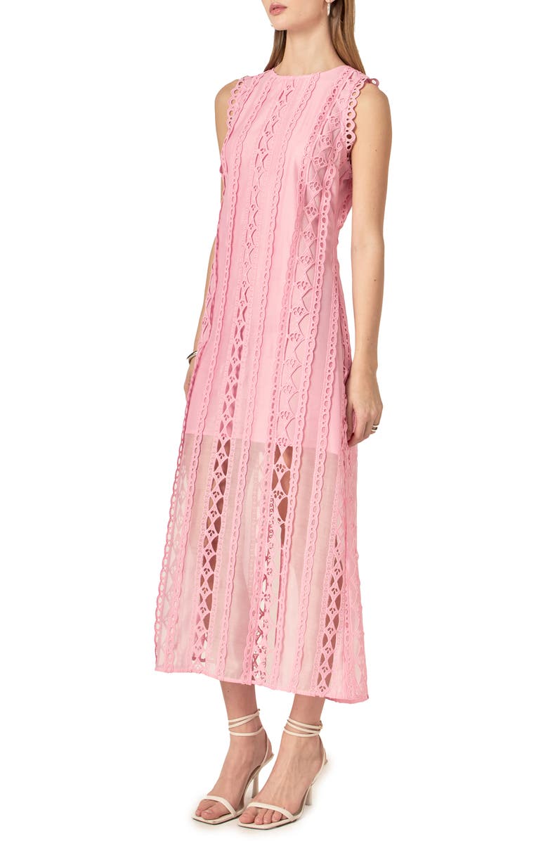 Endless Rose Lace Overlay Midi Dress, Alternate, color, Pink
