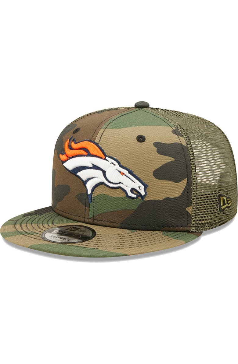 New Era Men's New Era Camo/Olive Denver Broncos Trucker 9FIFTY Snapback Hat, Main, color,