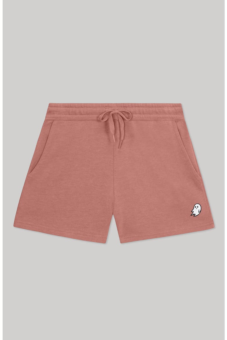 Womens Ghost Midweight Washed Fleece Shorts, Main, color, Dusty Rose